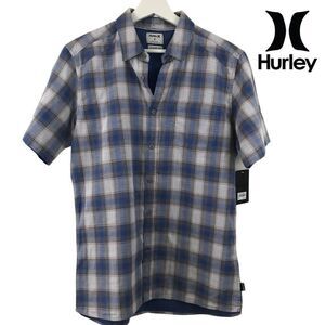 Hurley blue‎ plaid short sleeve men's shirt